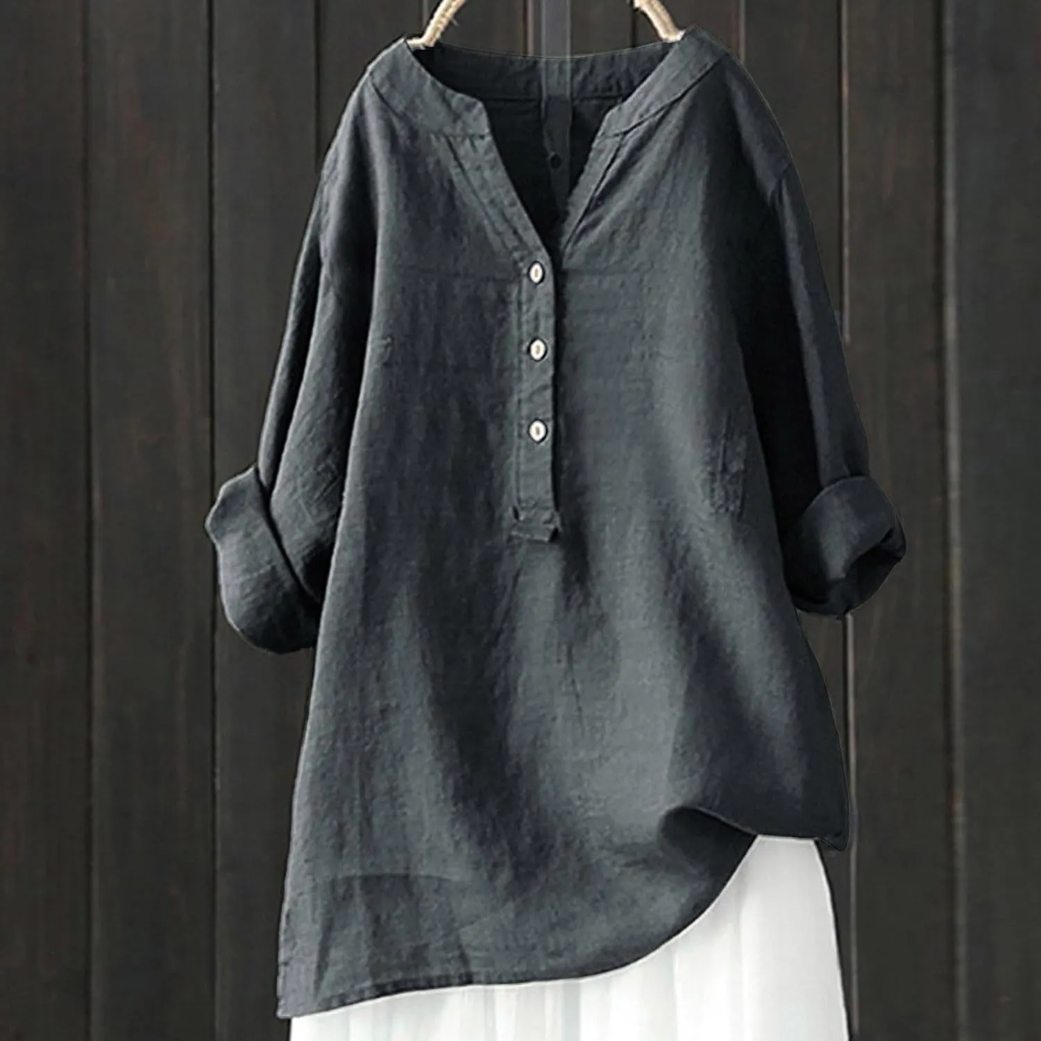 Linen Oversize Shirts Womens Button Roll Long Sleeve Tops Causal Elegant Dress Shirt Loose Chic Summer Linen Clothes