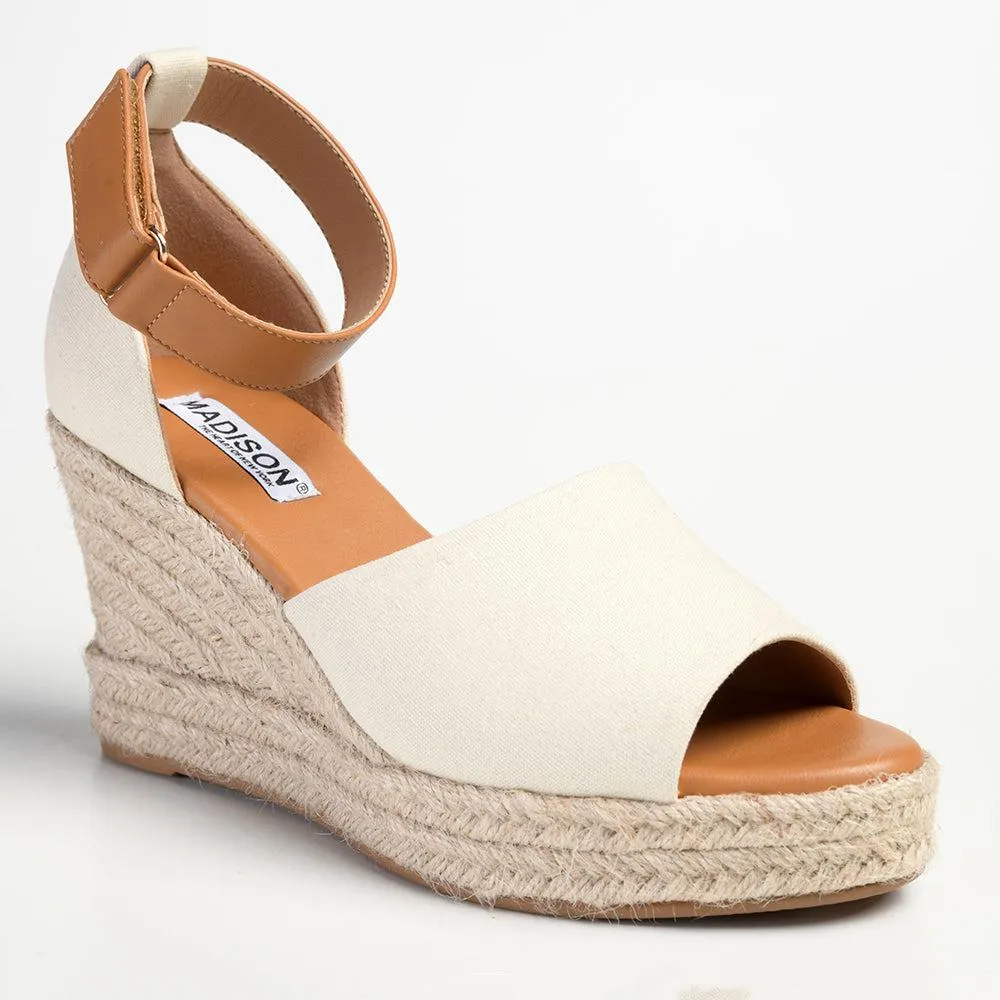 Madison Laura Closed Back Espadrille Wedge Sandal - Natural / Tan