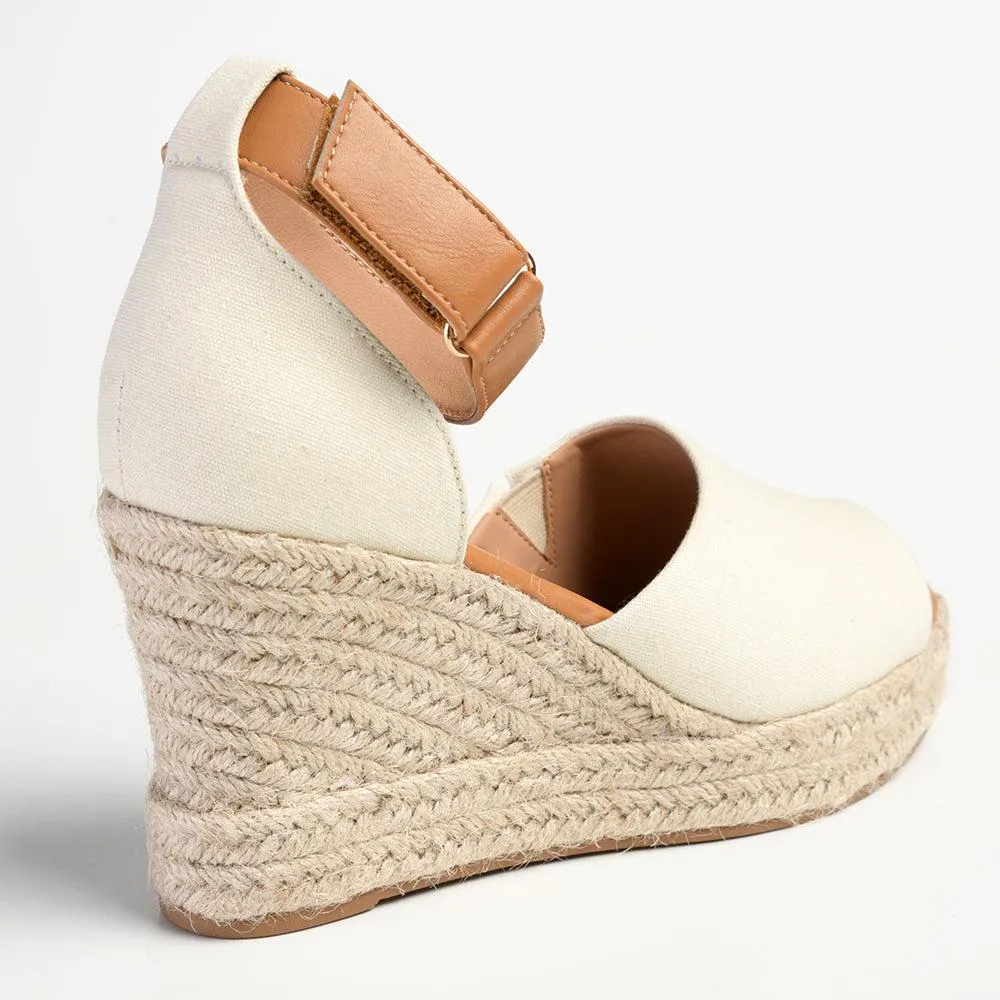 Madison Laura Closed Back Espadrille Wedge Sandal - Natural / Tan