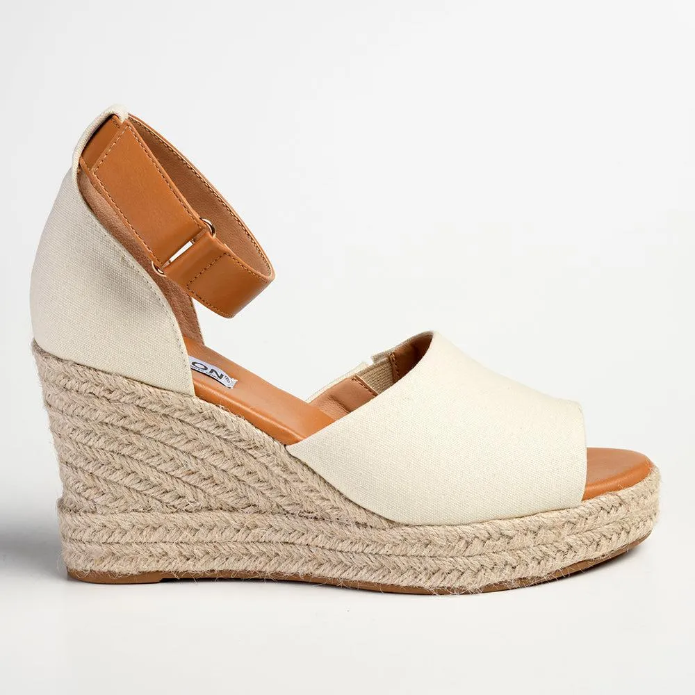 Madison Laura Closed Back Espadrille Wedge Sandal - Natural / Tan