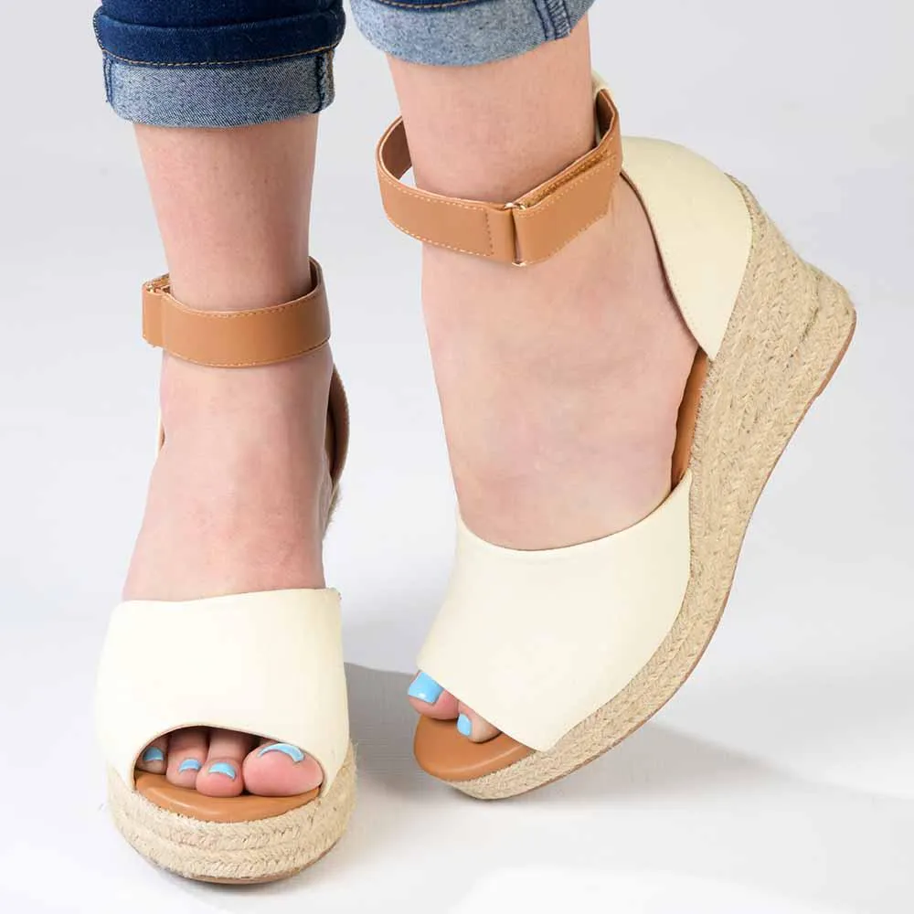 Madison Laura Closed Back Espadrille Wedge Sandal - Natural / Tan