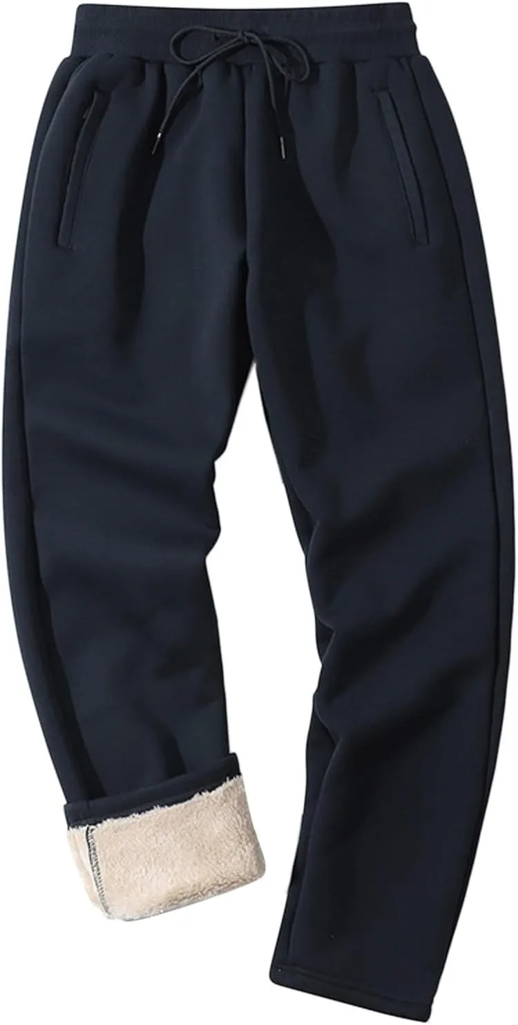 Men's Casual Sweatpants Baggy Wide Straight Leg Joggers Dress Pants Fall Winter Long Trousers with Pockets
