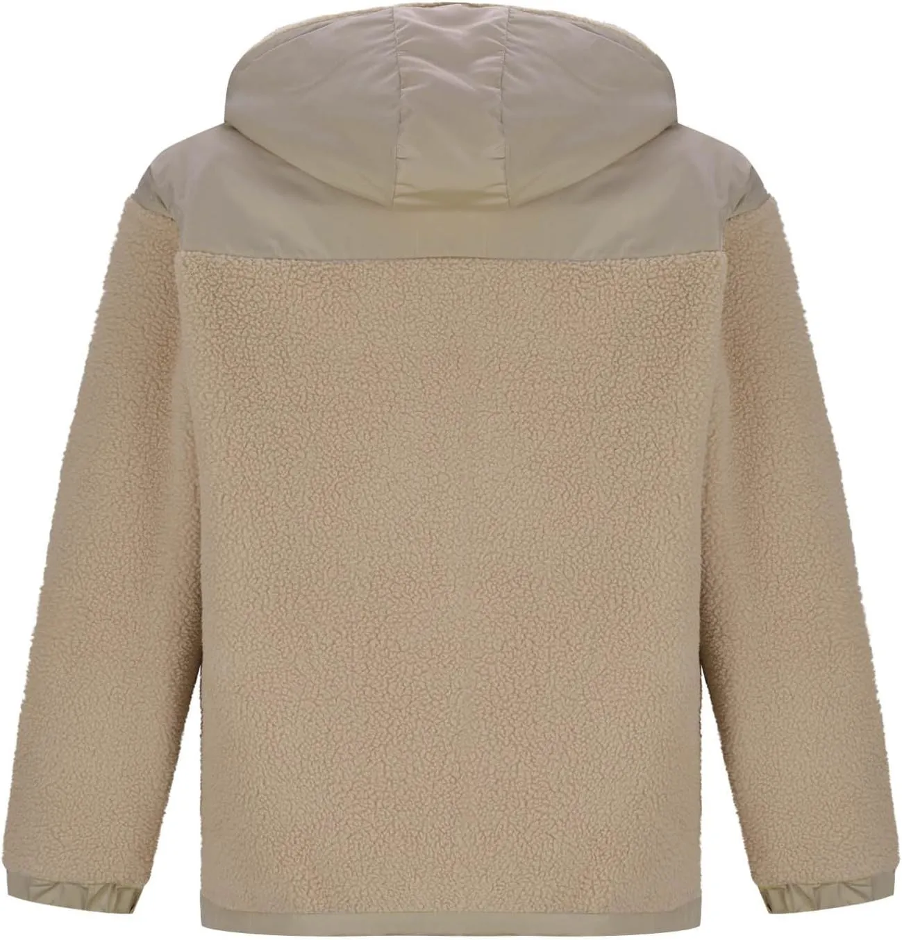Men's Winter Outdoor Coat Full-Zip Sherpa Fleece Hooded Jacket Warm Soft Fuzzy Winter Coats Sweatshirt with Pockets