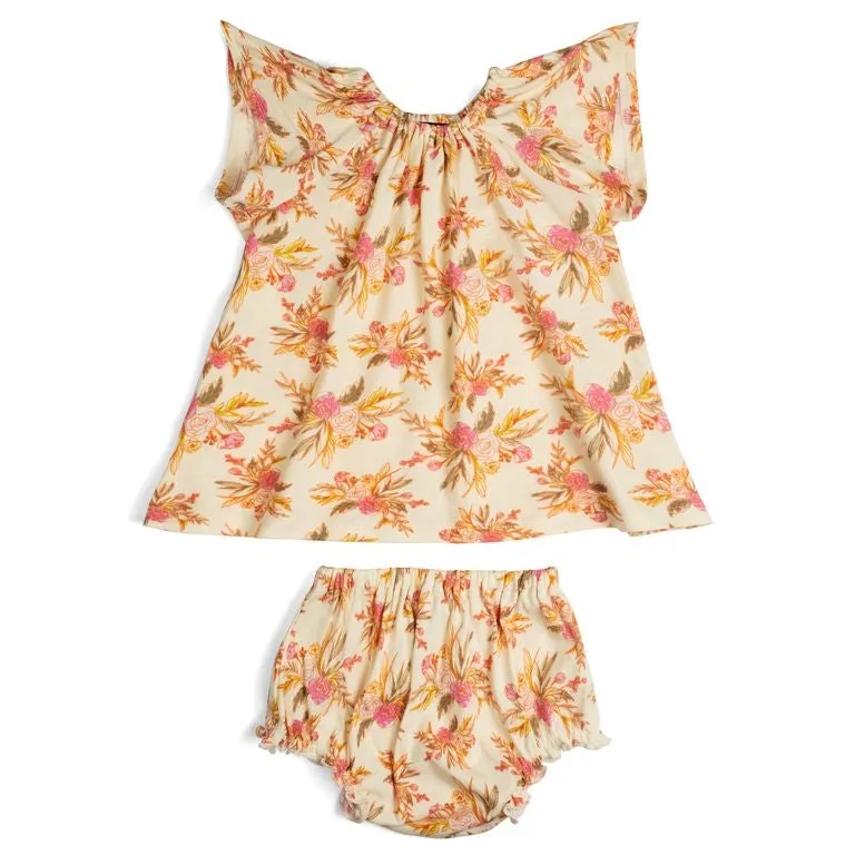 Milkbarn Kids Organic Cotton Dress and Bloomer Set | Vintage Floral