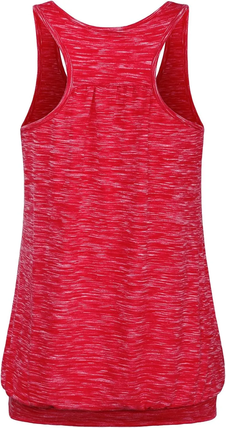 Miusey Womens Sleeveless Round Neck Loose Fit Racerback Yoga Tank Top