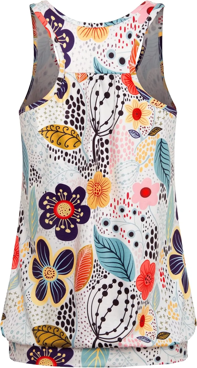 Miusey Womens Sleeveless Round Neck Loose Fit Racerback Yoga Tank Top