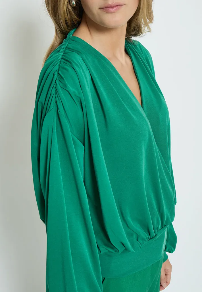MSGasia Wrap Blouse - Golf Green