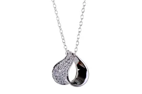 N7132 Elegant Loop Rhodium Plated Swarovski Crystal Pendant Necklace
