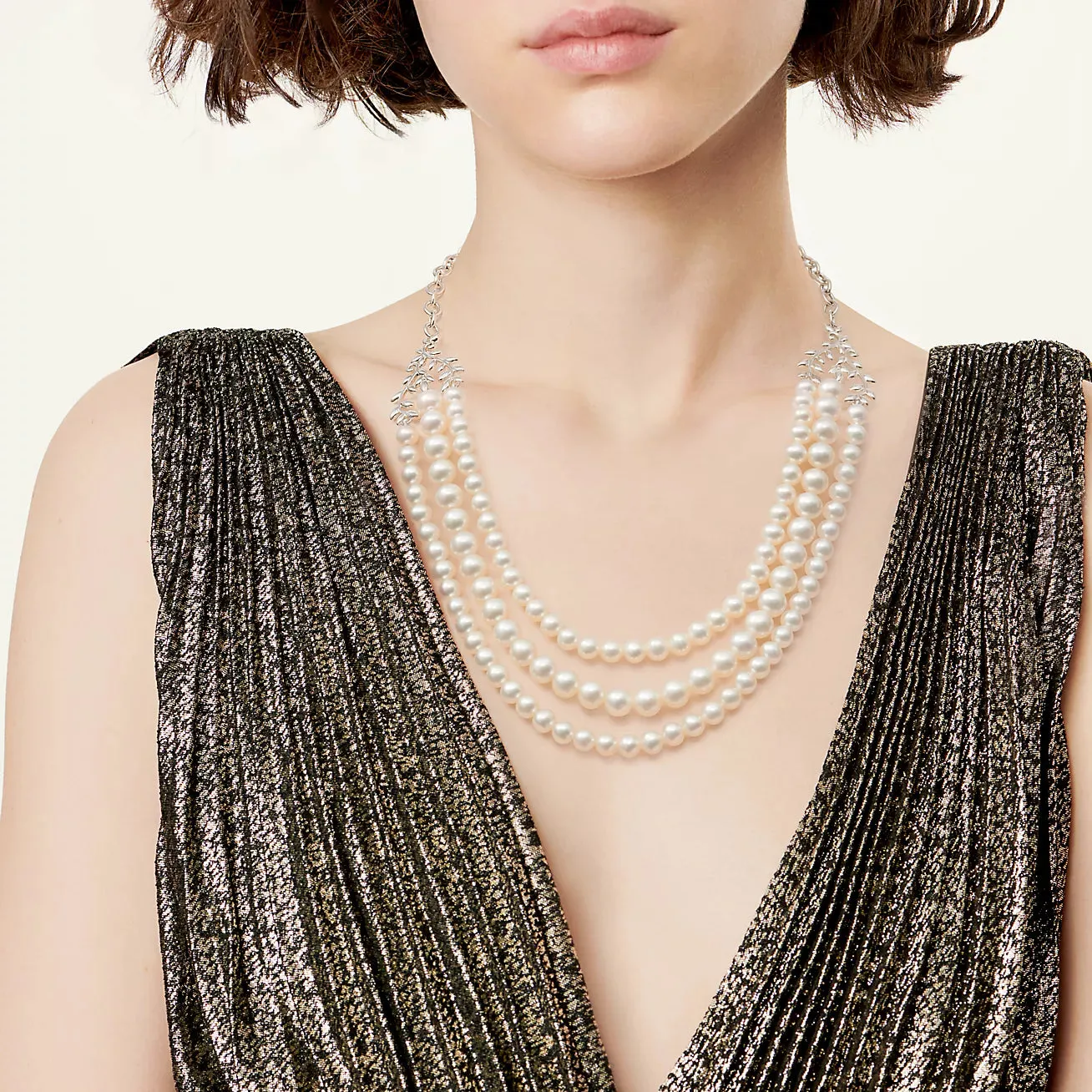 Olive Leaf Three-Row Necklace