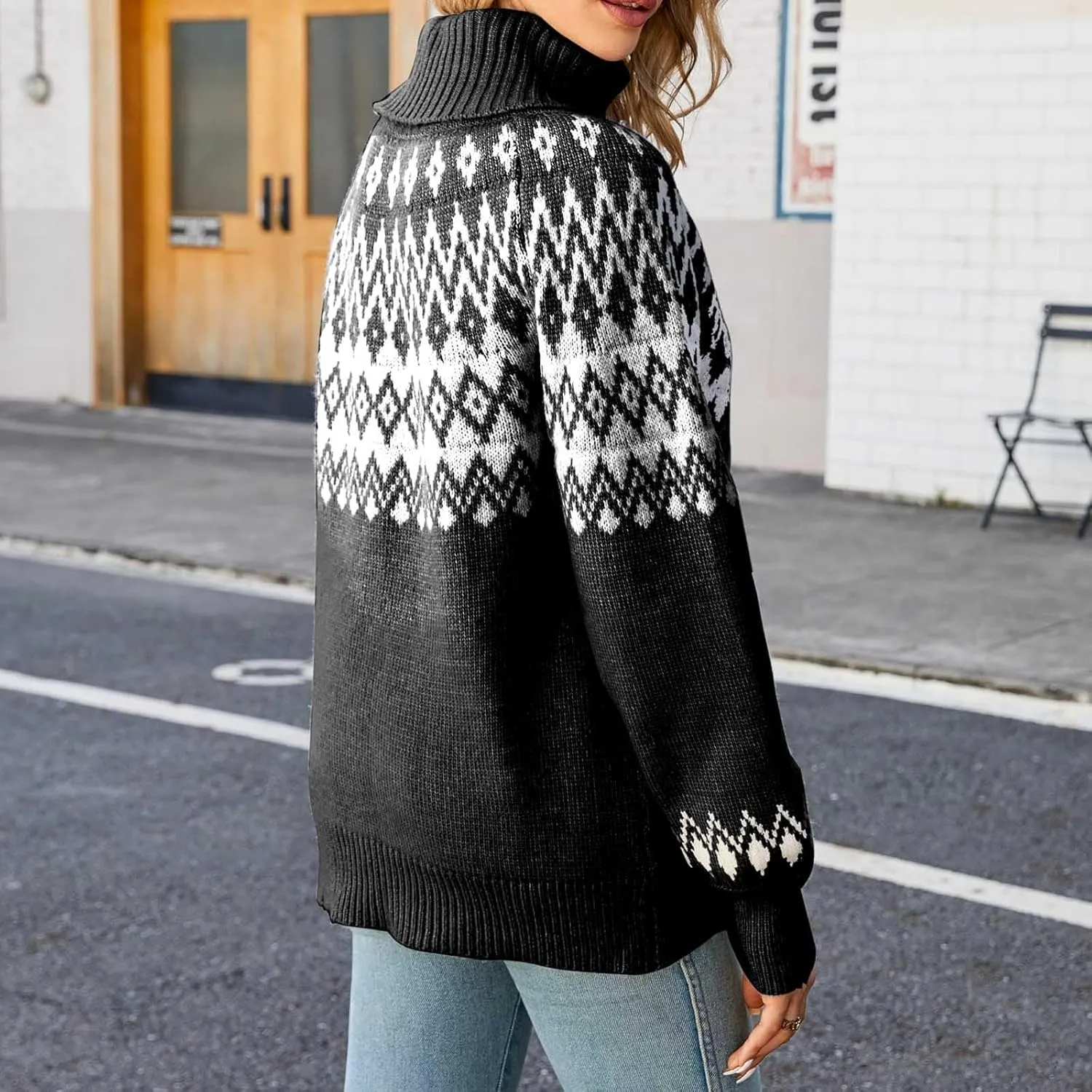 Oversized Sweaters for Women Fall Winter Pullover Sweater Casual Chic Turtleneck Sweater Slouchy Long Sleeve Tops
