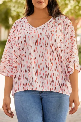 Plus Size Printed V-Neck Blouse - Stylish & Comfortable