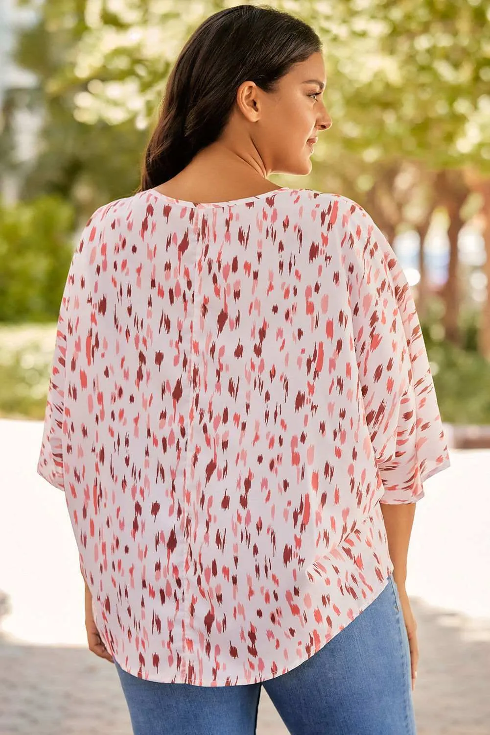 Plus Size Printed V-Neck Blouse - Stylish & Comfortable