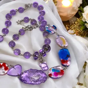 Rainbow Whispers" Resin Stone Jewelry Set