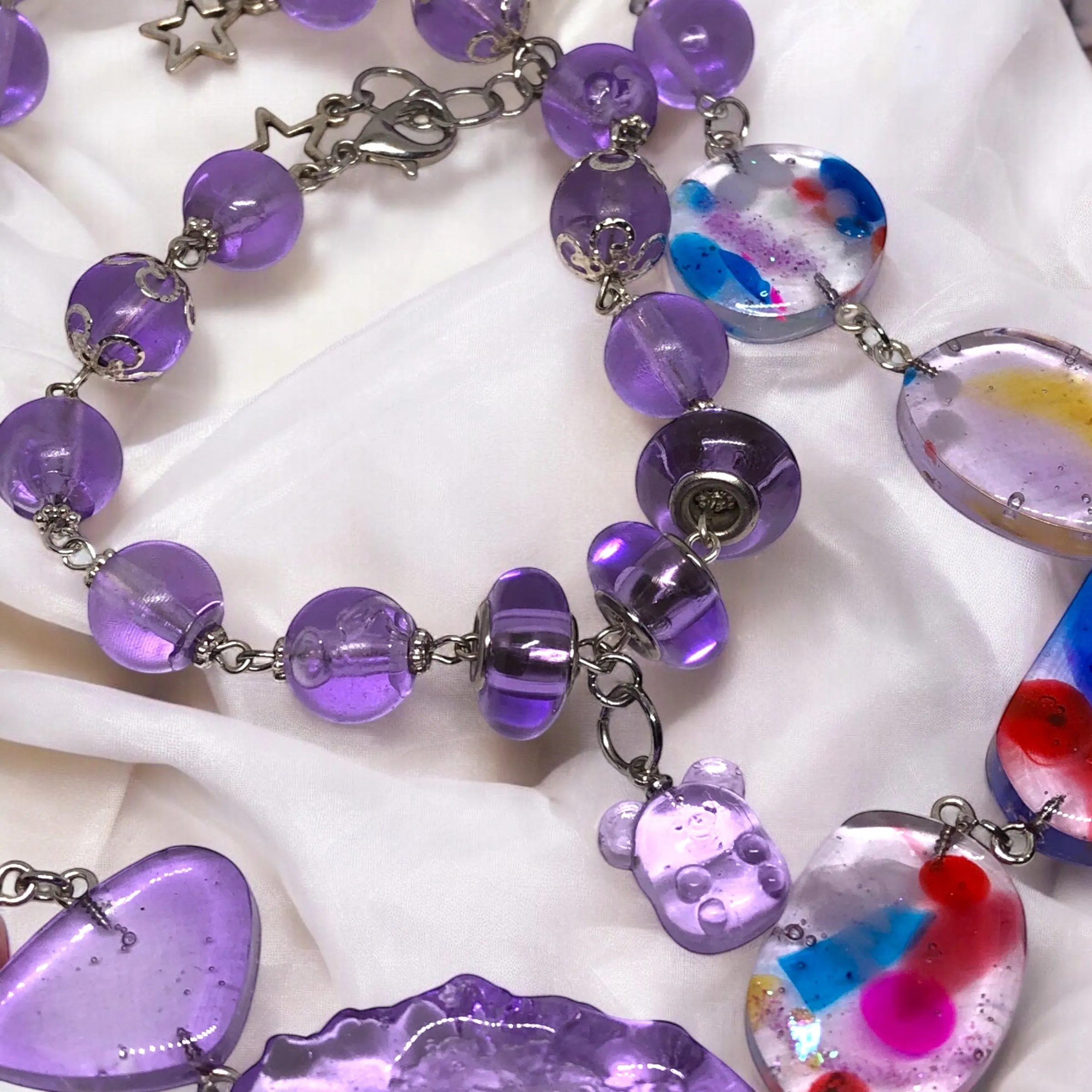 Rainbow Whispers" Resin Stone Jewelry Set