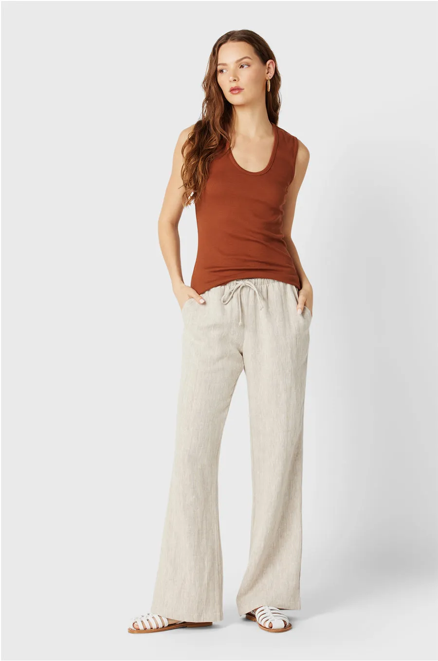 RELAXED PANT IN NATURAL LINEN