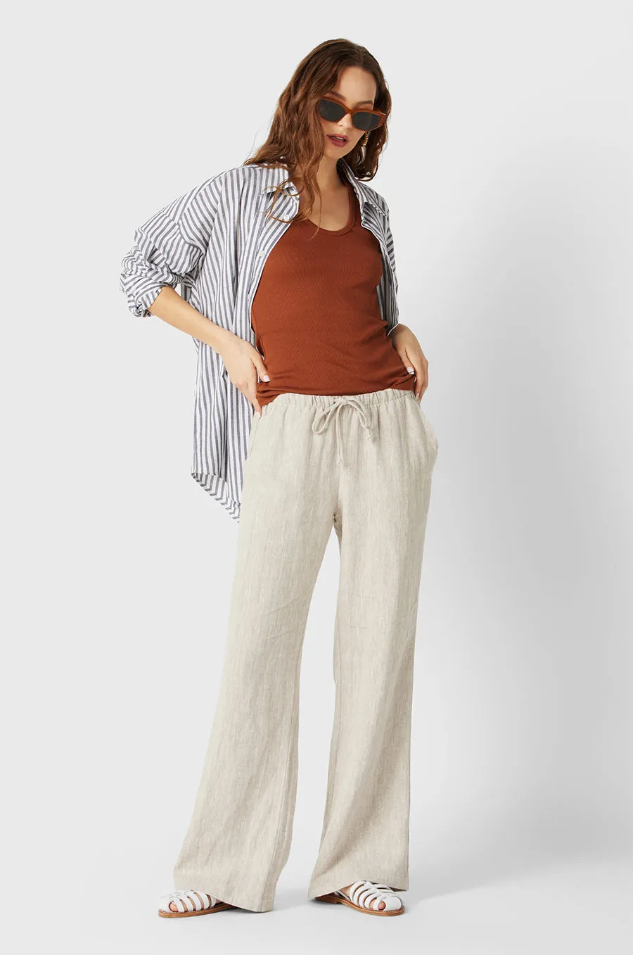 RELAXED PANT IN NATURAL LINEN