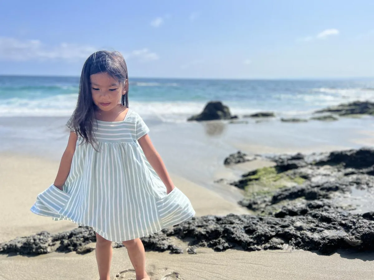 Rylie Green/White Striped Dress