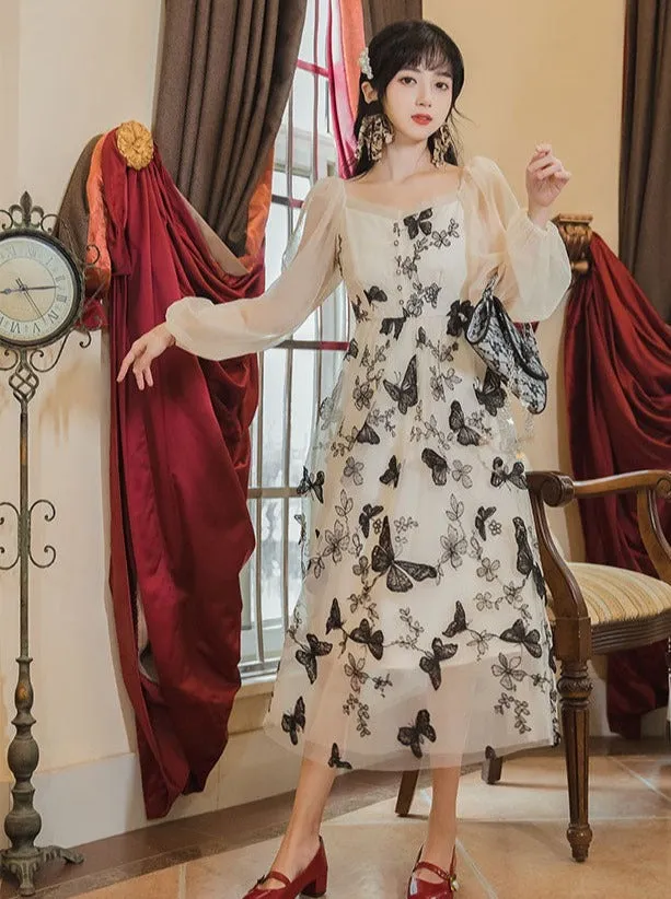 Sheer Butterfly Chic Dress Retro