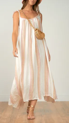 Sleeveless Tie Shoulder Striped Maxi Dress