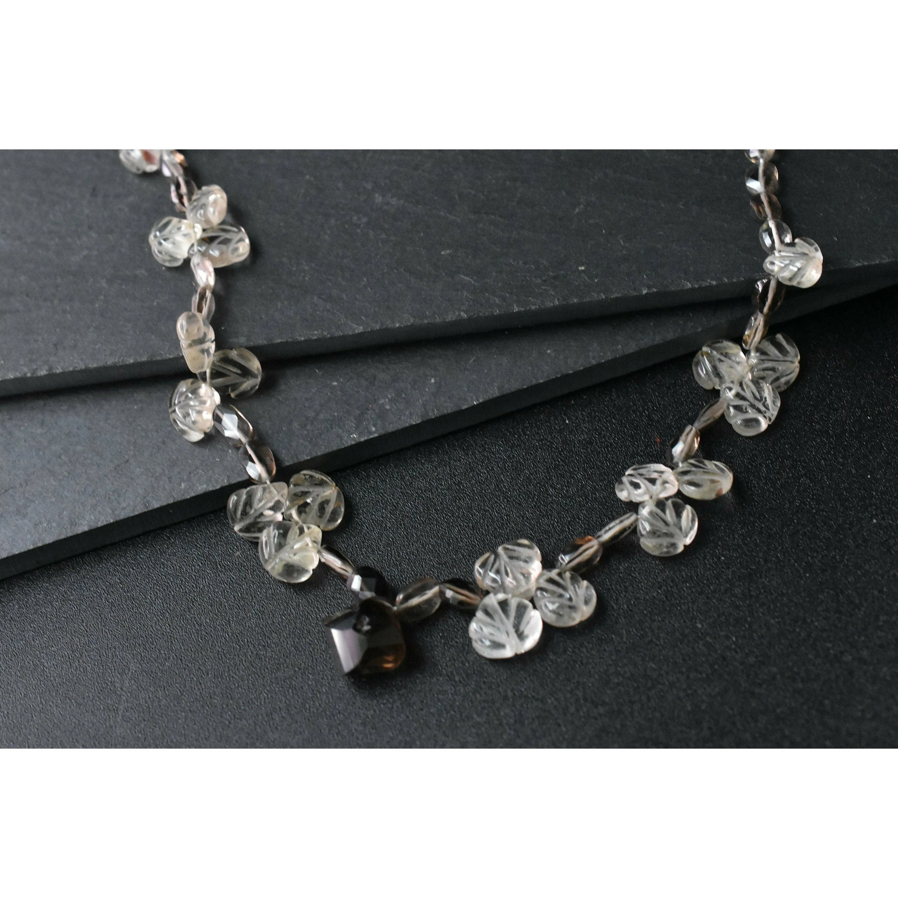 Smoky and Clear Quartz Crystal Bloom Necklace