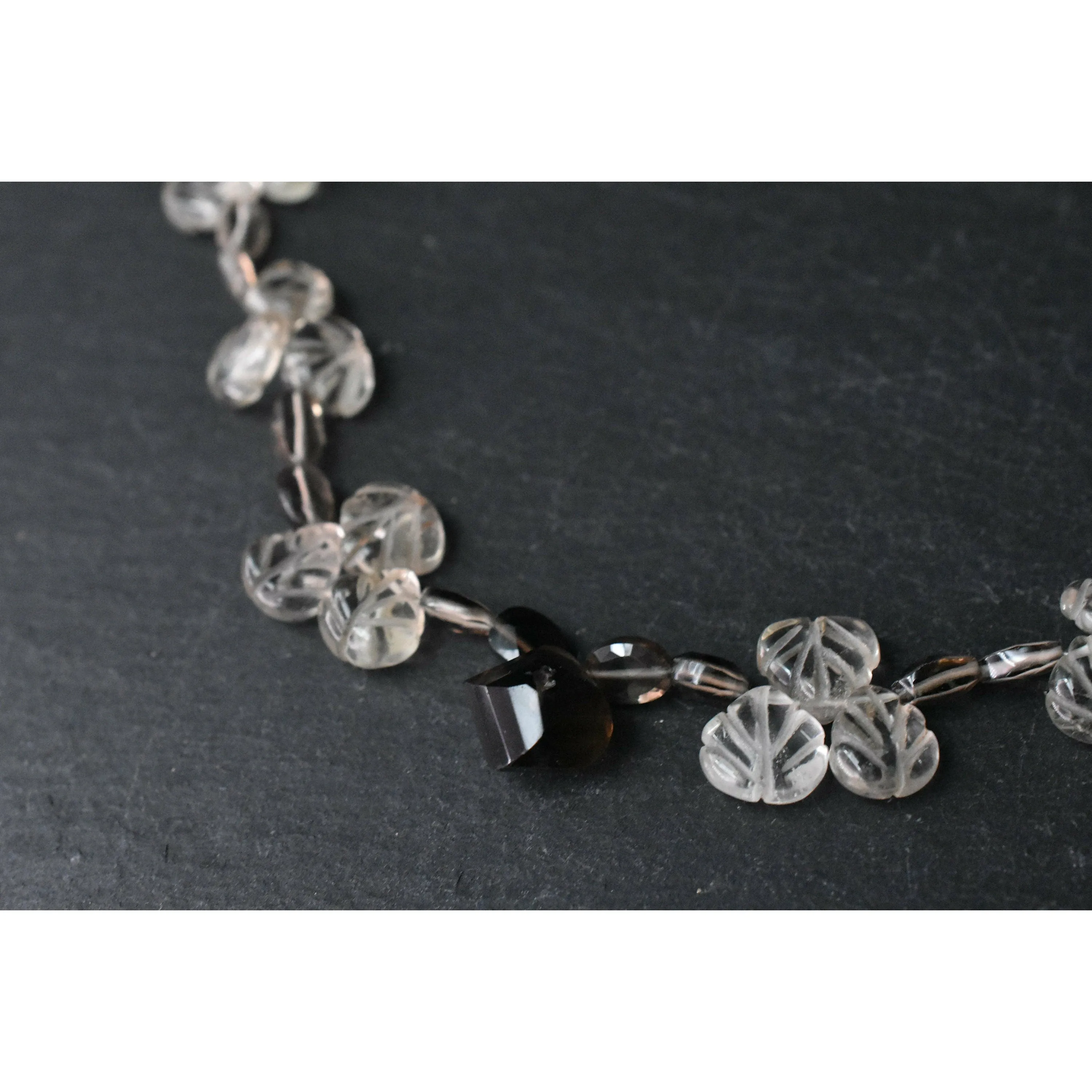 Smoky and Clear Quartz Crystal Bloom Necklace