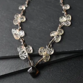 Smoky and Clear Quartz Crystal Bloom Necklace
