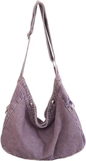 Soft Solid Denim Shoulder Bag Class Commuter Travel Cross Body Bags Fashion Simple Hobo Bag for Women 2025