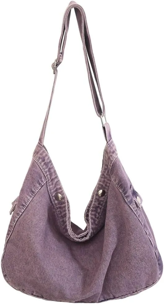 Soft Solid Denim Shoulder Bag Class Commuter Travel Cross Body Bags Fashion Simple Hobo Bag for Women 2025
