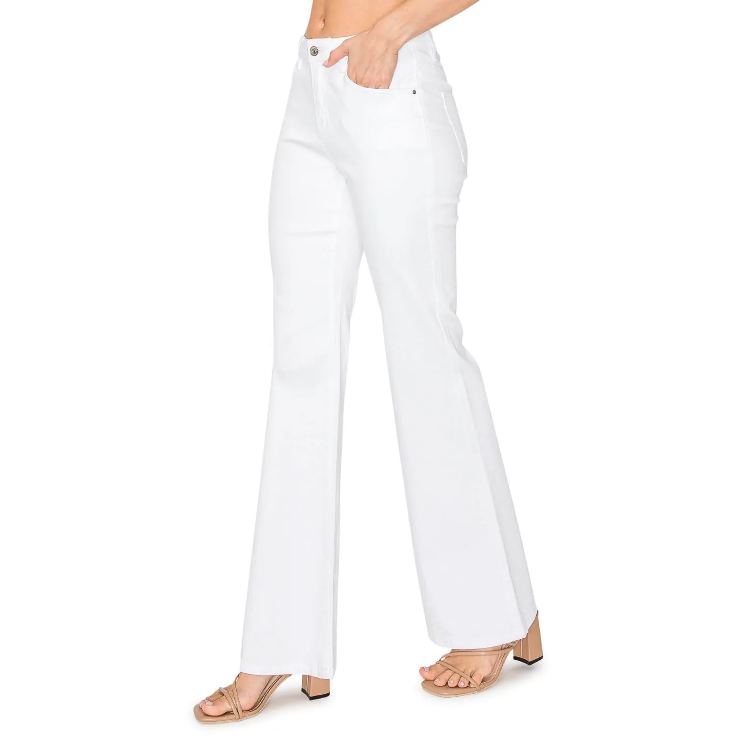 Soft Stretchy High Rise Everyday Flare Jeans - White
