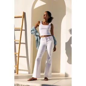 Soft Stretchy High Rise Everyday Flare Jeans - White