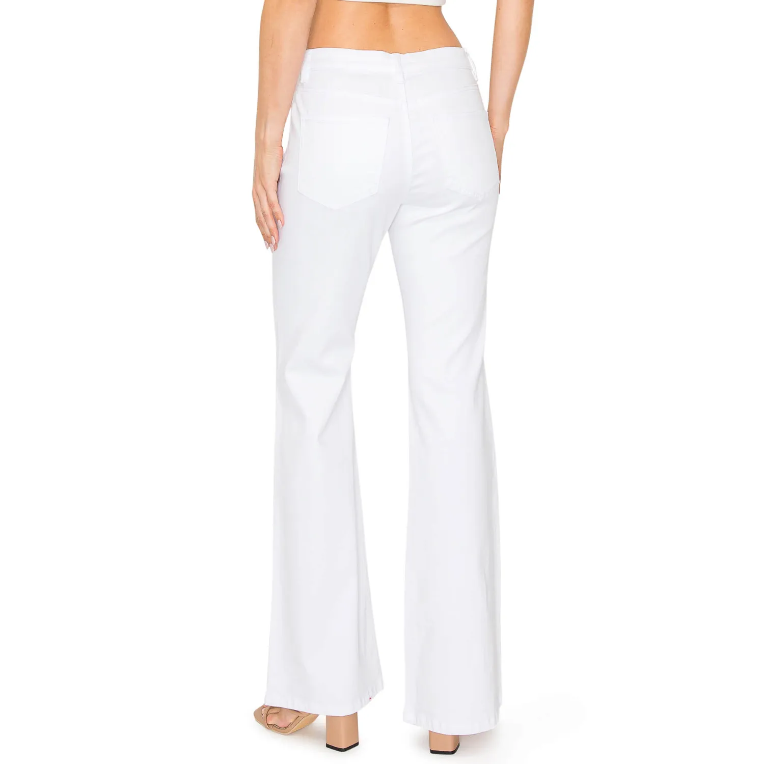 Soft Stretchy High Rise Everyday Flare Jeans - White