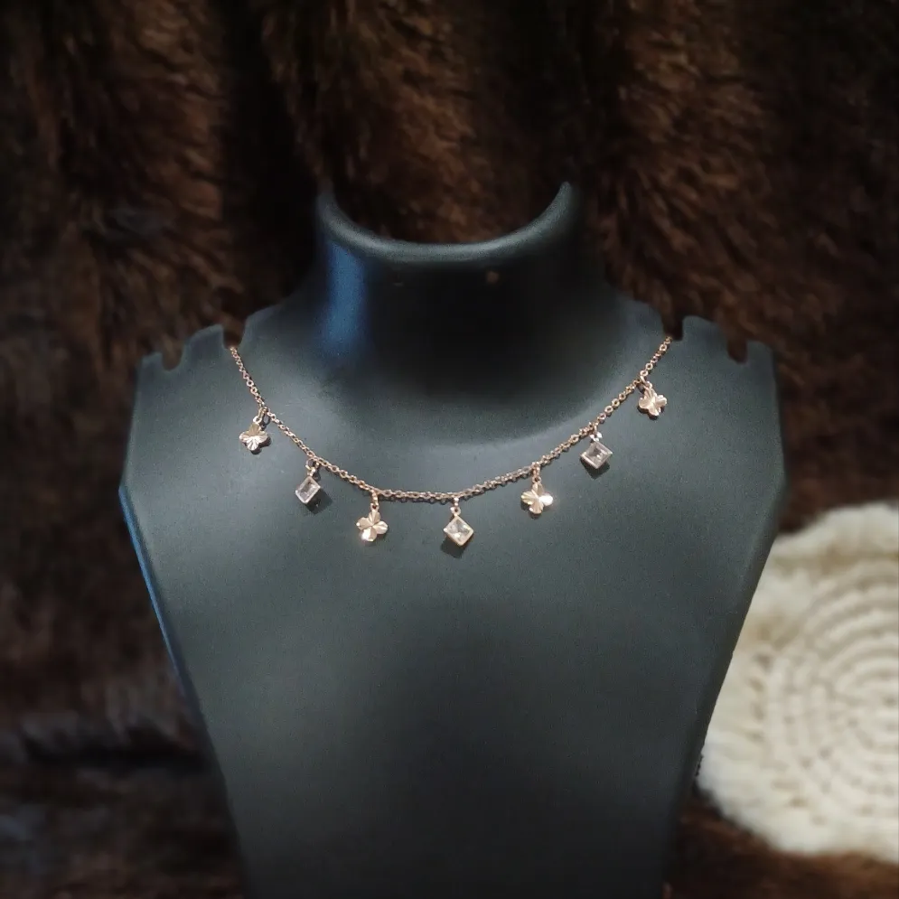 Statement necklace with hanging chimes_AD stones_ anti tarnish