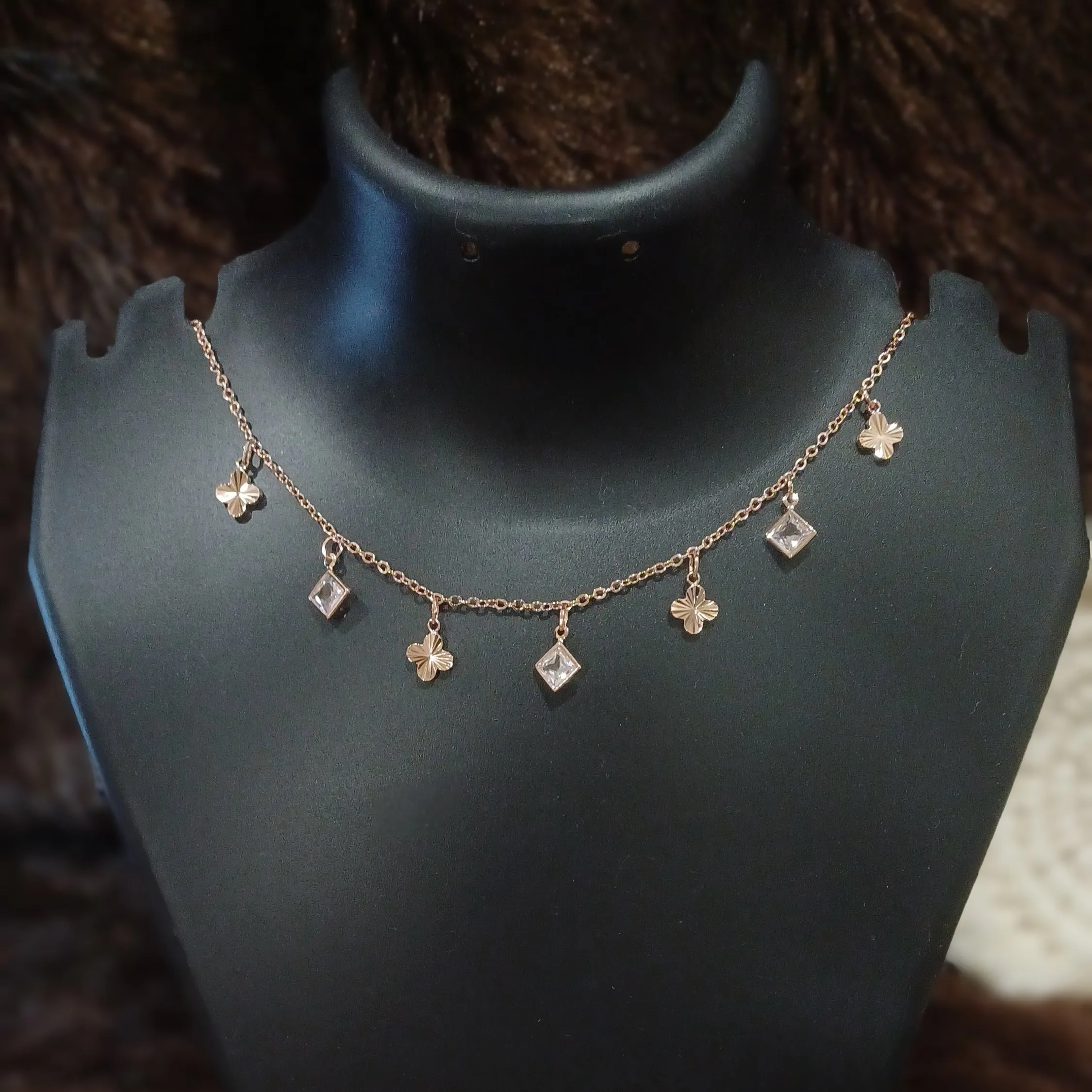 Statement necklace with hanging chimes_AD stones_ anti tarnish