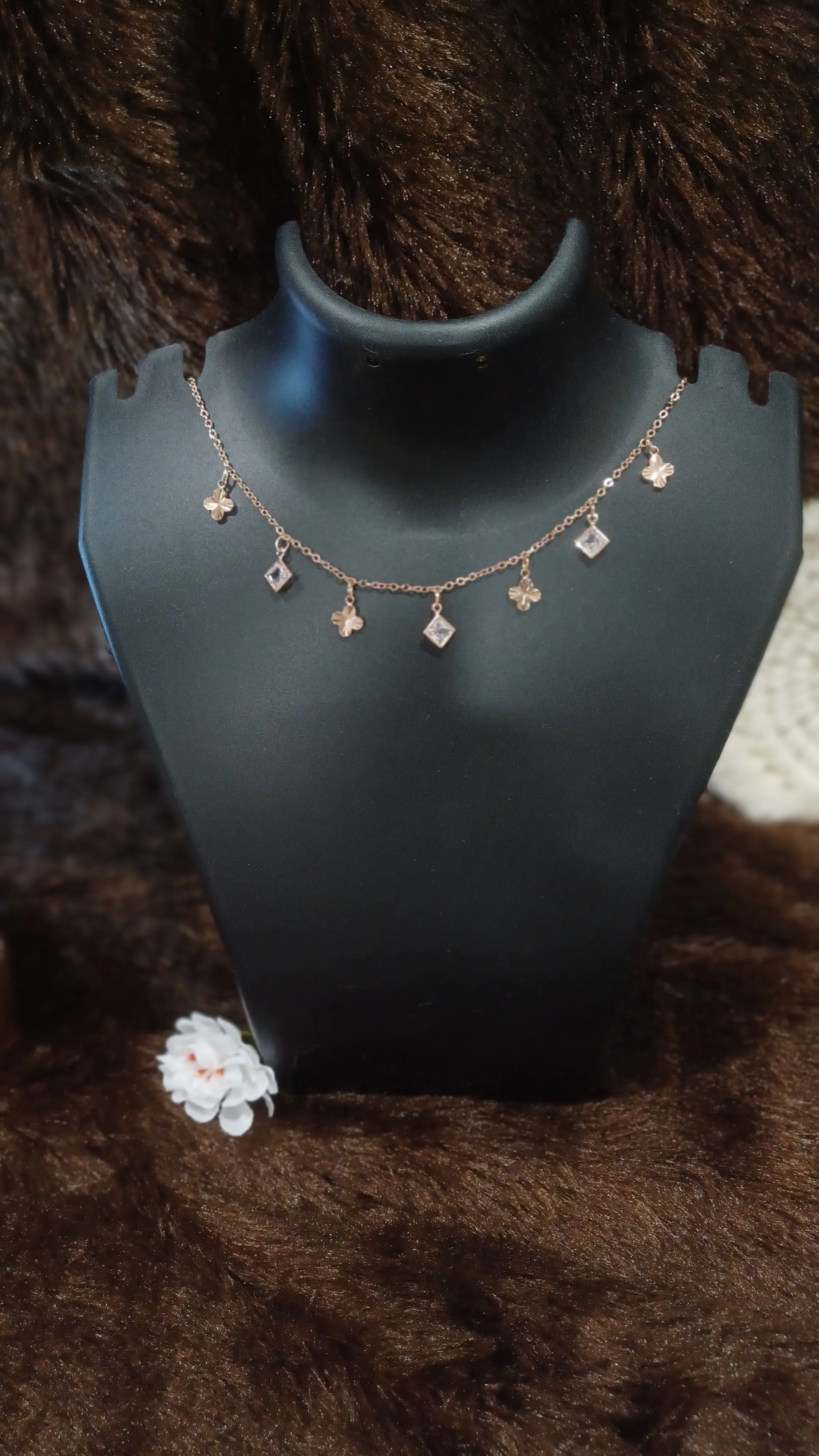 Statement necklace with hanging chimes_AD stones_ anti tarnish