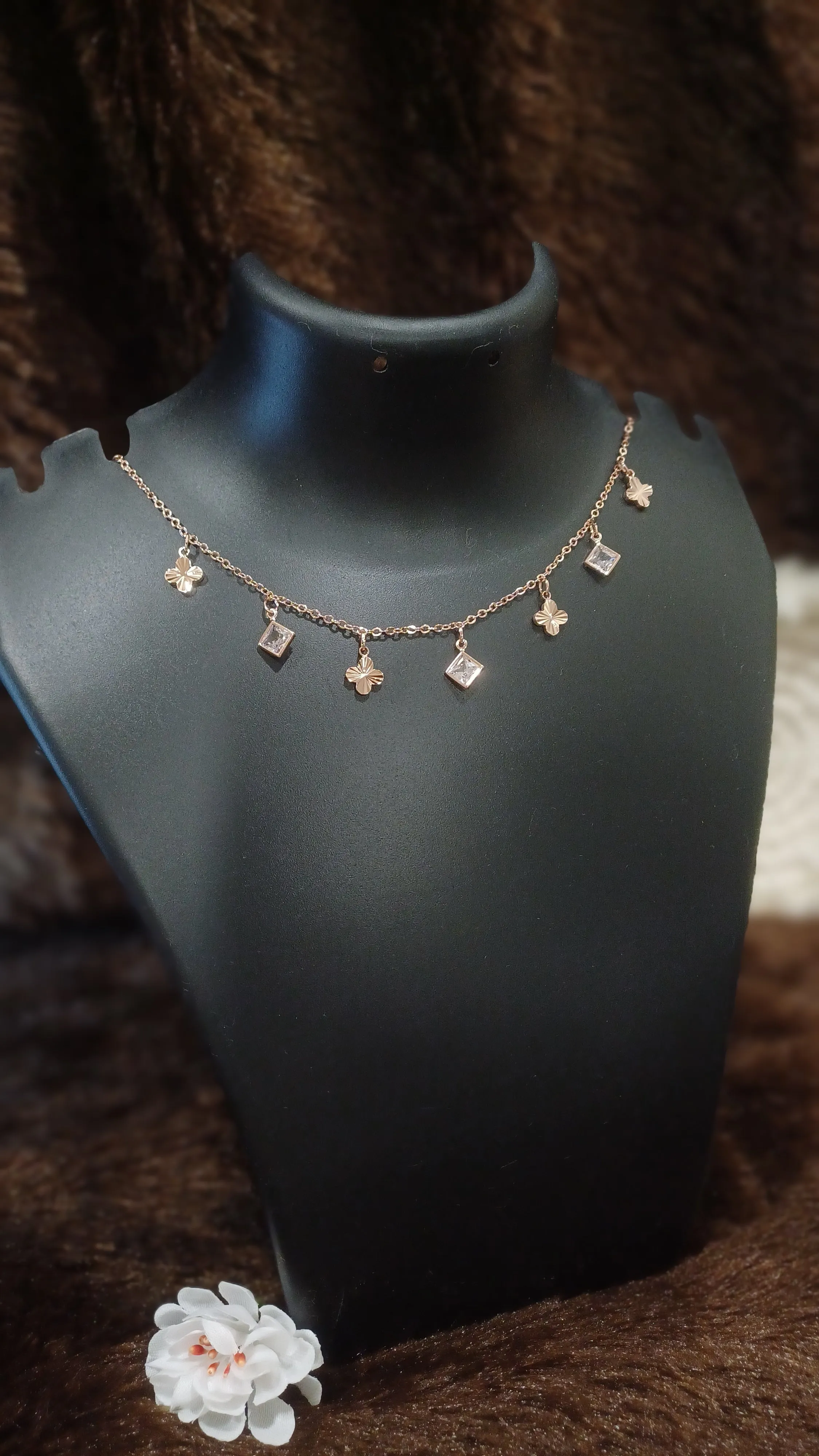 Statement necklace with hanging chimes_AD stones_ anti tarnish