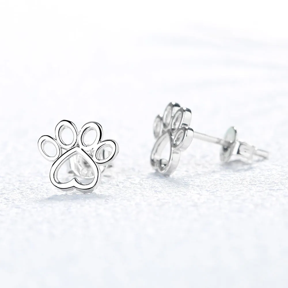 Sterling Silver Paw Stud Earrings