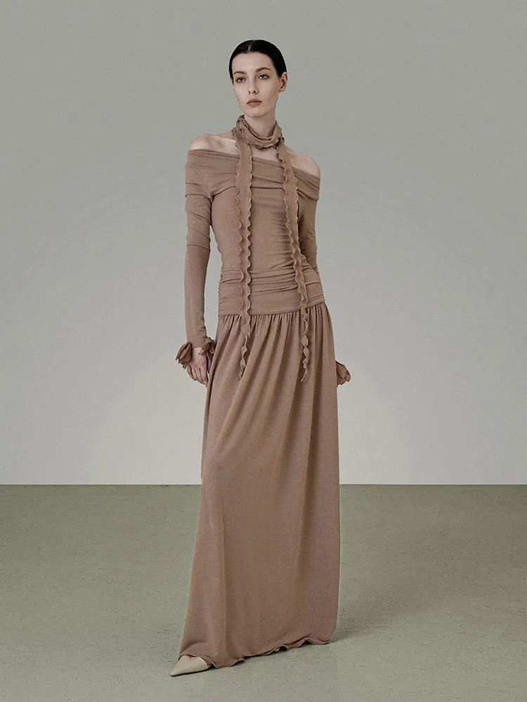 Stretch Classy Chic Thin Plain Flare A-Line Long-Skirt