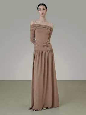 Stretch Classy Chic Thin Plain Flare A-Line Long-Skirt