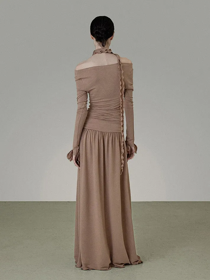Stretch Classy Chic Thin Plain Flare A-Line Long-Skirt