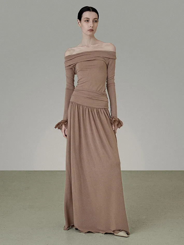 Stretch Classy Chic Thin Plain Flare A-Line Long-Skirt