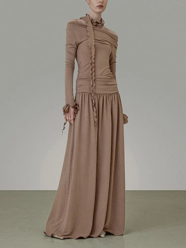 Stretch Classy Chic Thin Plain Flare A-Line Long-Skirt