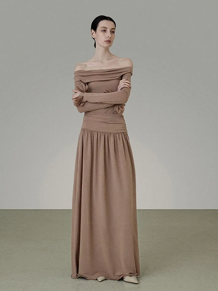 Stretch Classy Chic Thin Plain Flare A-Line Long-Skirt