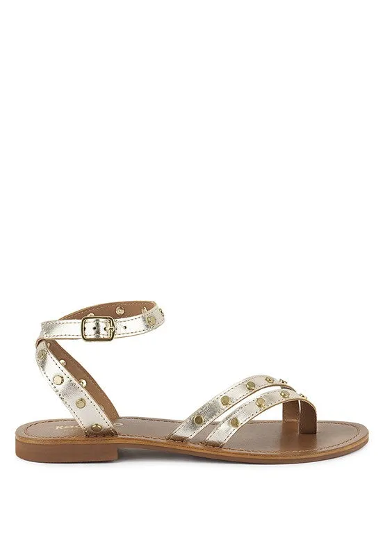 Studs Embellished Flat Sandals
