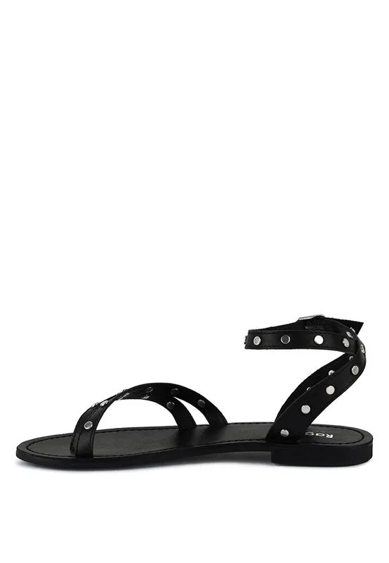 Studs Embellished Flat Sandals
