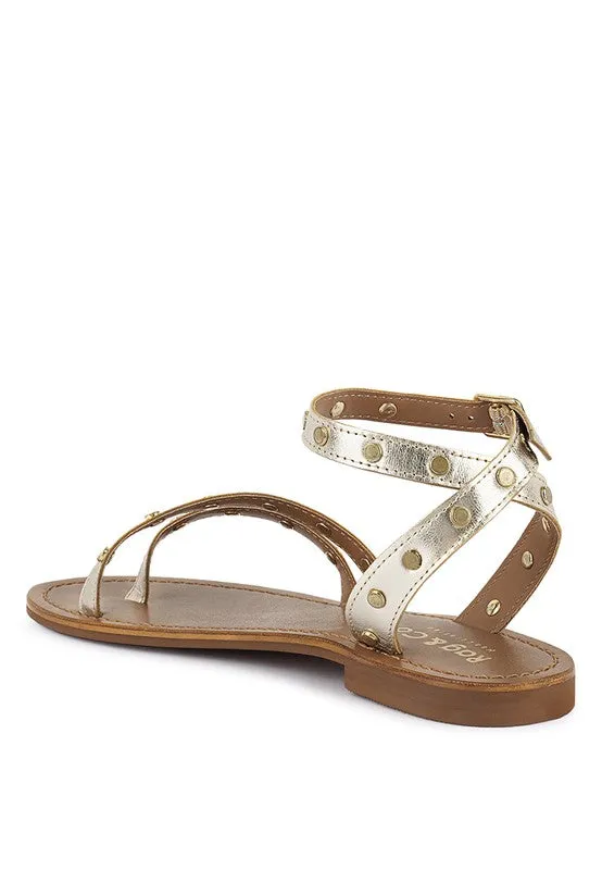 Studs Embellished Flat Sandals