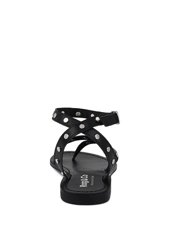 Studs Embellished Flat Sandals