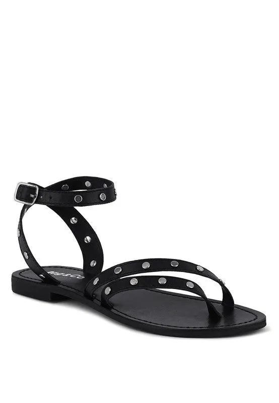 Studs Embellished Flat Sandals