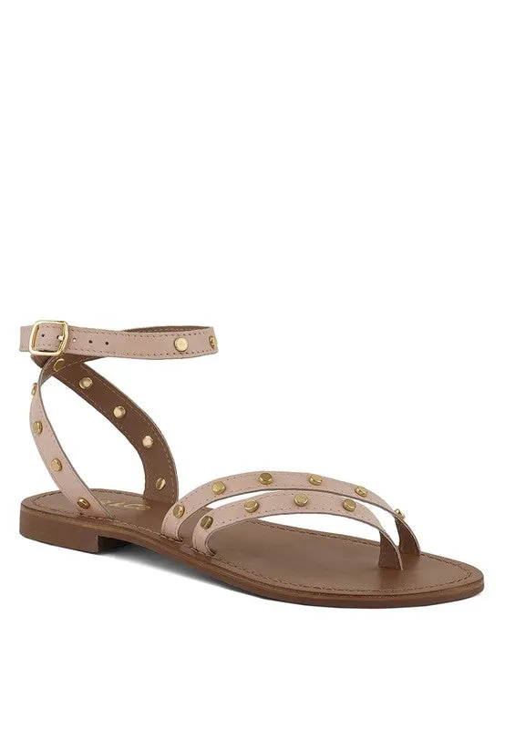 Studs Embellished Flat Sandals