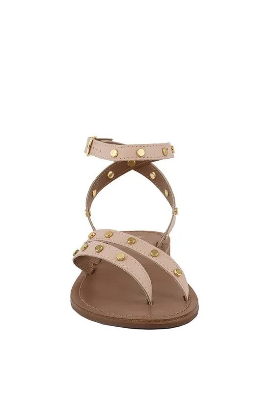 Studs Embellished Flat Sandals