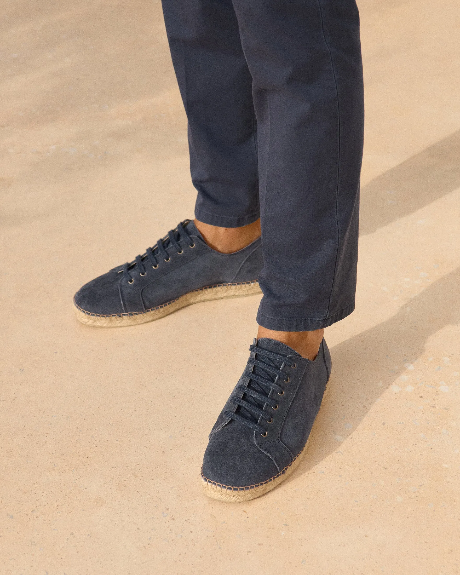 Suede Lace-Up Espadrilles - K15SH - Hamptons Patriot Blue